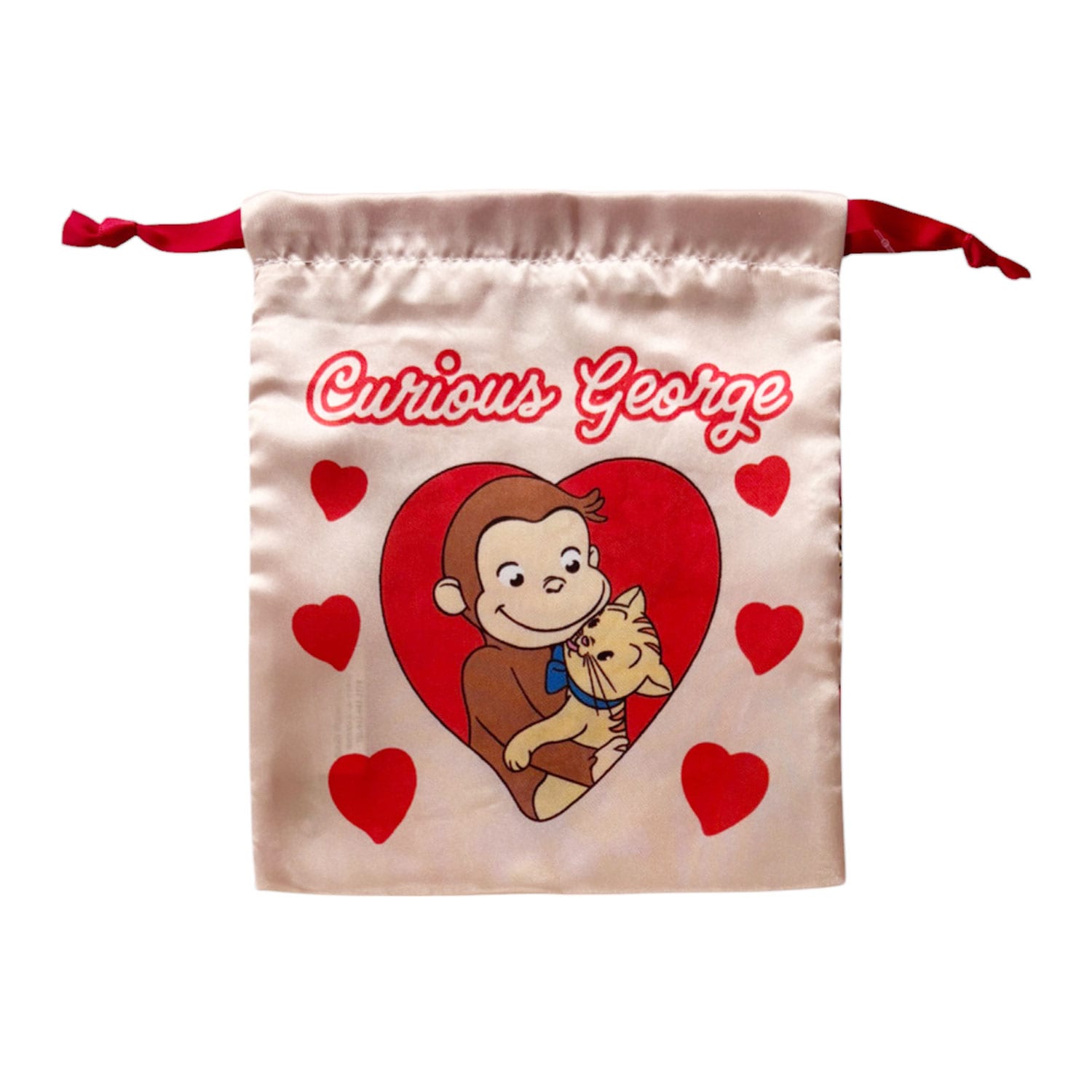 [公式] メーカー直営 おさるのジョージ リボン巾着 ハート