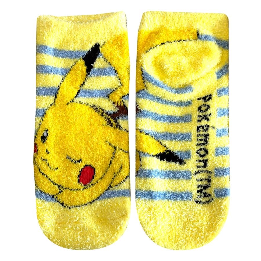 [公式] メーカー直営 ポケットモンスター もっこもこ靴下  (レディース) ピカチュウ ボーダー