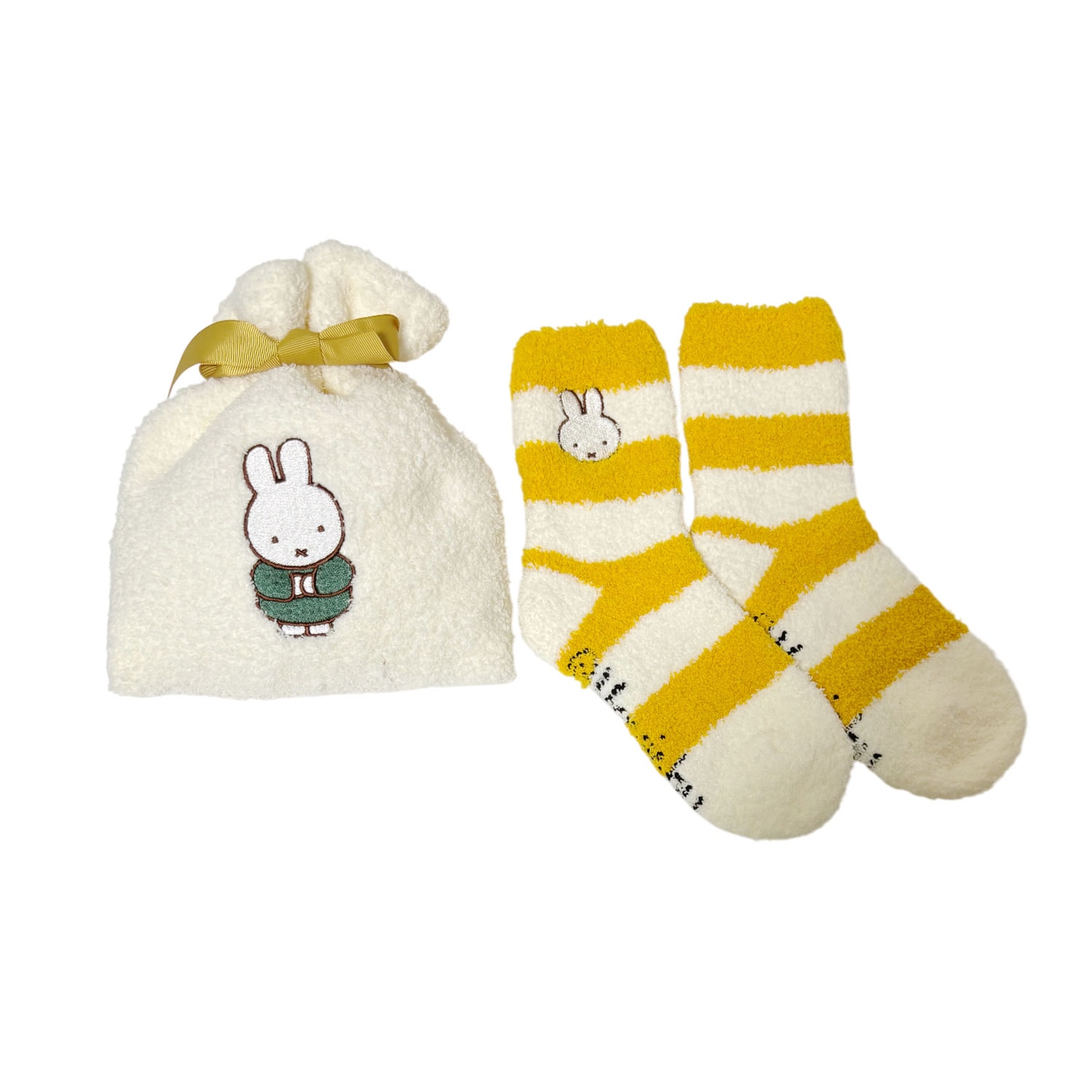 [公式] メーカー直営 ディック・ブルーナ もこもこ靴下 in 巾着 ミッフィー アイボリー×イエロー