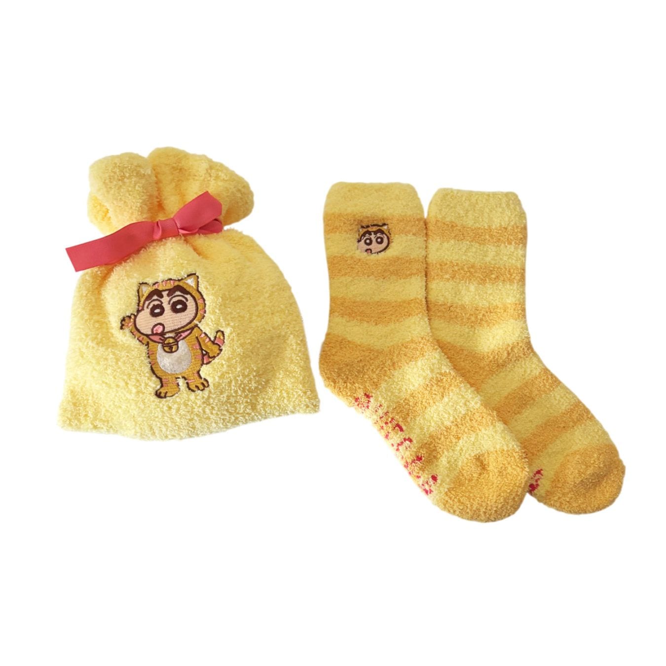 [公式] メーカー直営 クレヨンしんちゃん もこもこ靴下 in 巾着 ねこ