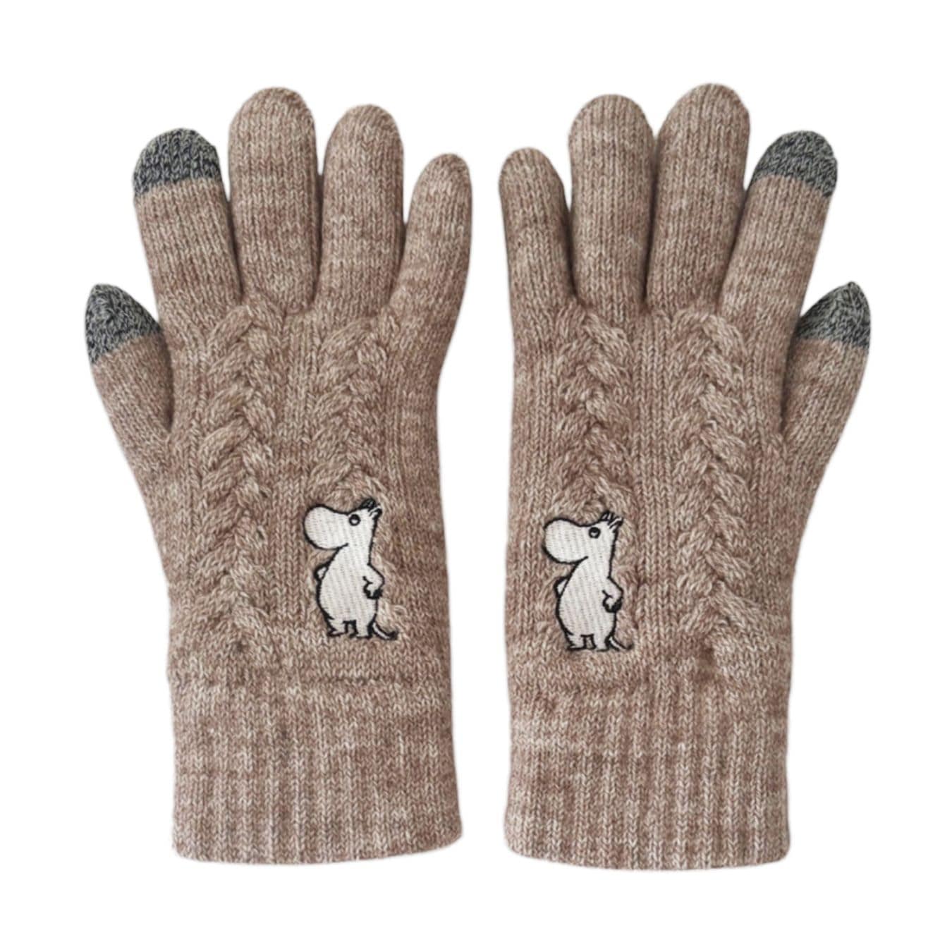 [公式] メーカー直営 ムーミン ワンポイント刺繍 スマホ対応ケーブル編み手袋 ながめる