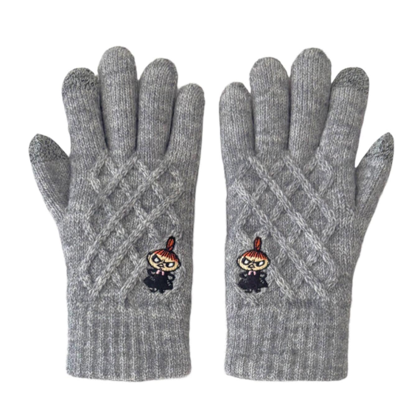 [公式] メーカー直営 ムーミン ワンポイント刺繍 スマホ対応ケーブル編み手袋 リトルミイ ごきげんななめ