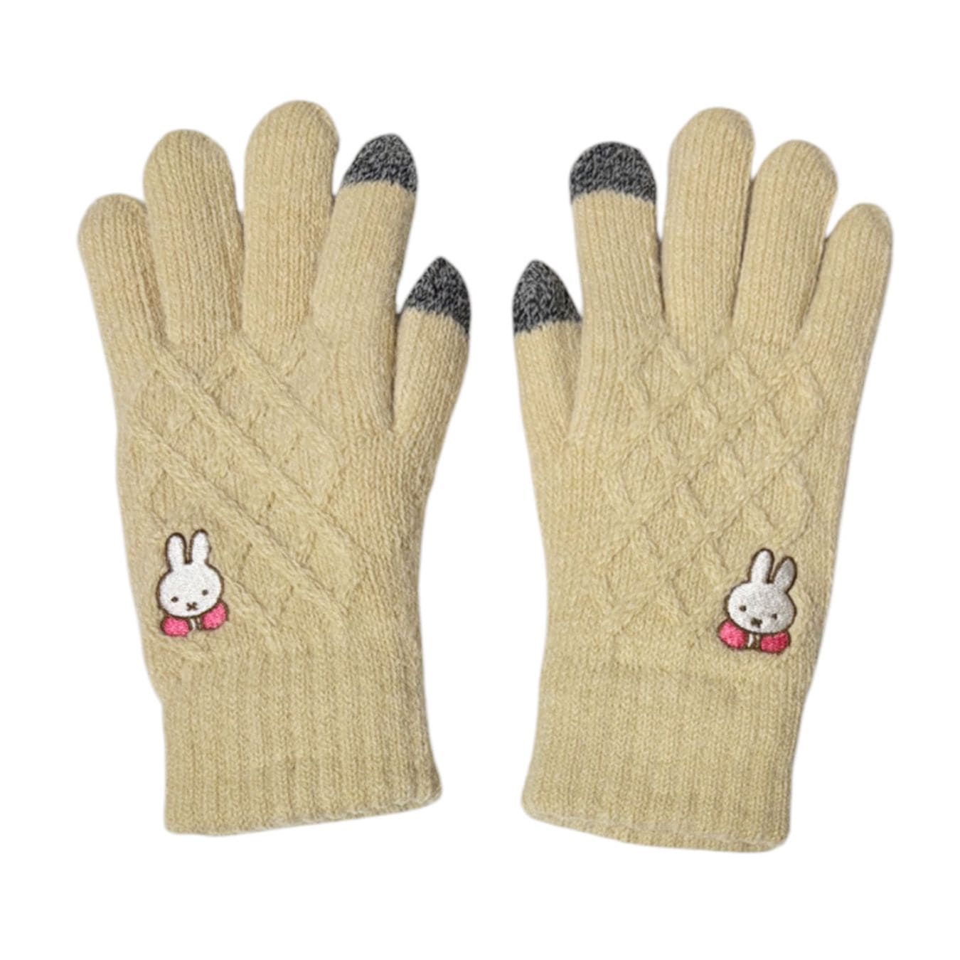 [公式] メーカー直営 ディック・ブルーナ ワンポイント刺繍 スマホ対応ケーブル編み手袋 かんがえごと