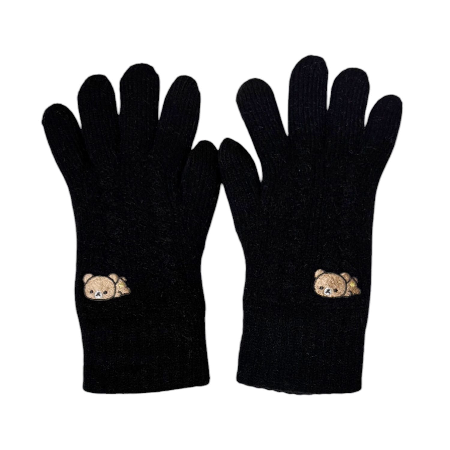 [公式] メーカー直営 リラックマ ワンポイント刺繍 スマホ対応ケーブル編み手袋 ベーシック チャイロイコグマ