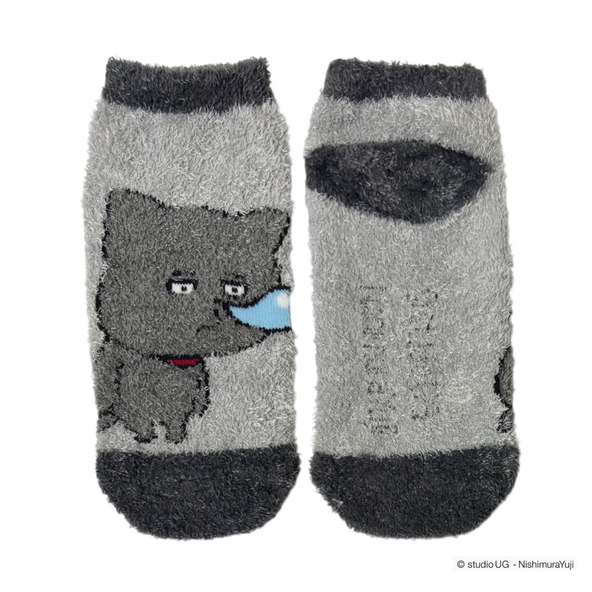 [公式] スタジオUG（にしむらゆうじ）もっこもこ靴下 わるめのねこ おやすみ GY