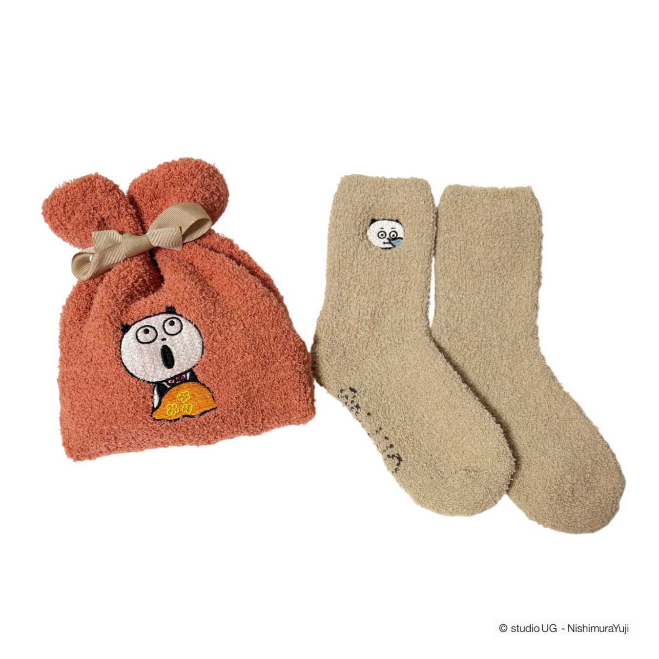 [公式] スタジオUG（にしむらゆうじ）もこもこ靴下 in 巾着 ごきげんぱんだ おやすみ