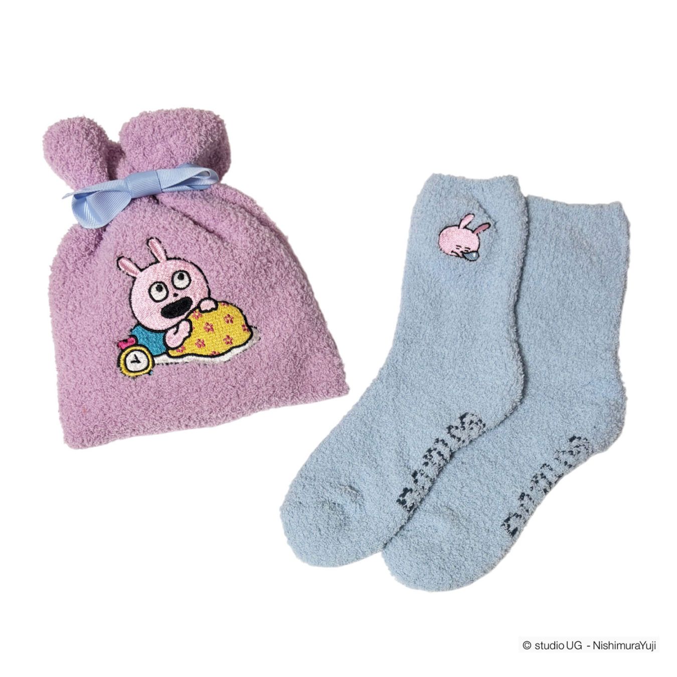 [公式] スタジオUG（にしむらゆうじ）もこもこ靴下 in 巾着 ラブラビット おやすみ
