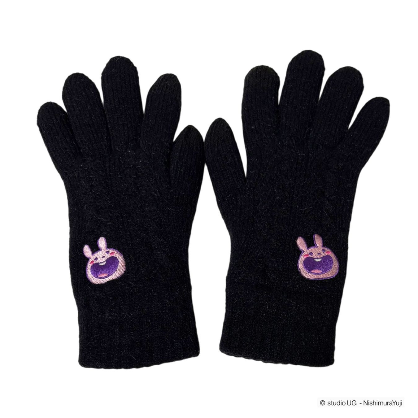 [公式] スタジオUG（にしむらゆうじ）ワンポイント刺繍 スマホ対応ケーブル編み手袋 ラブラビット フェイス