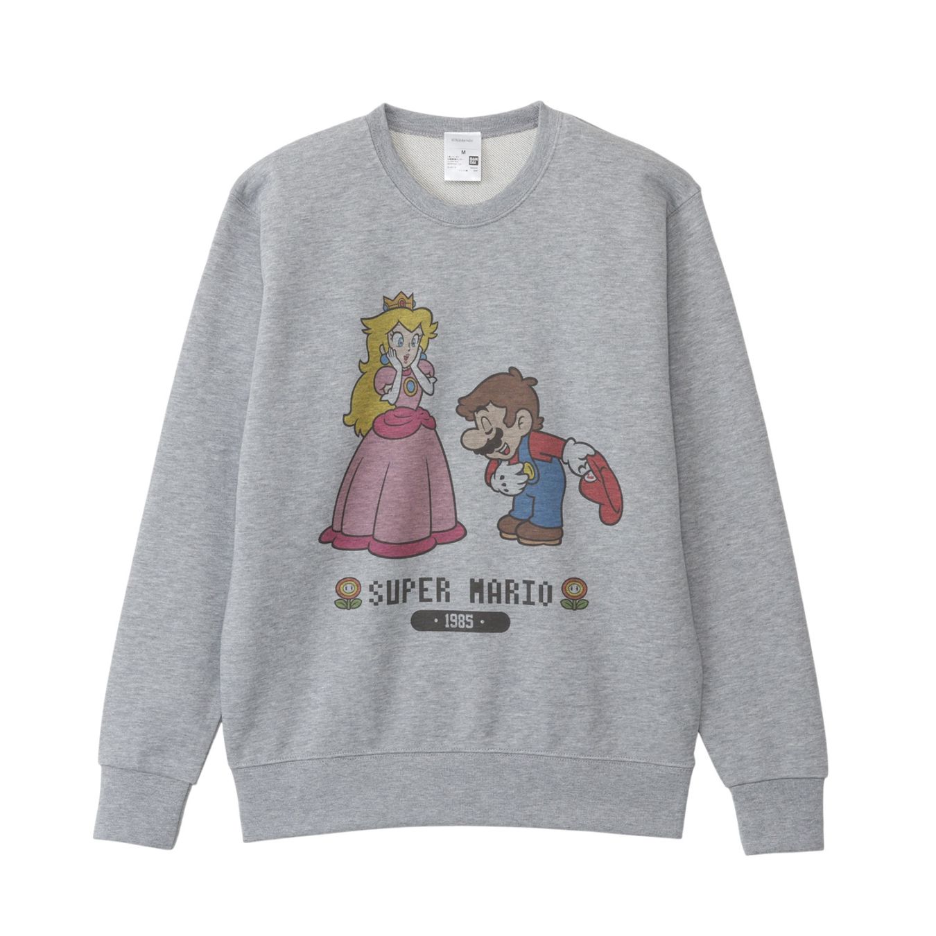 [公式] メーカー直営 スーパーマリオ スウェット マリオとピーチ 杢グレー