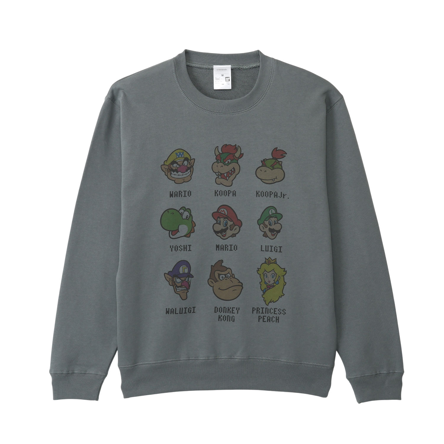 [公式] メーカー直営 スーパーマリオ スウェット 集合 ストーングリーン