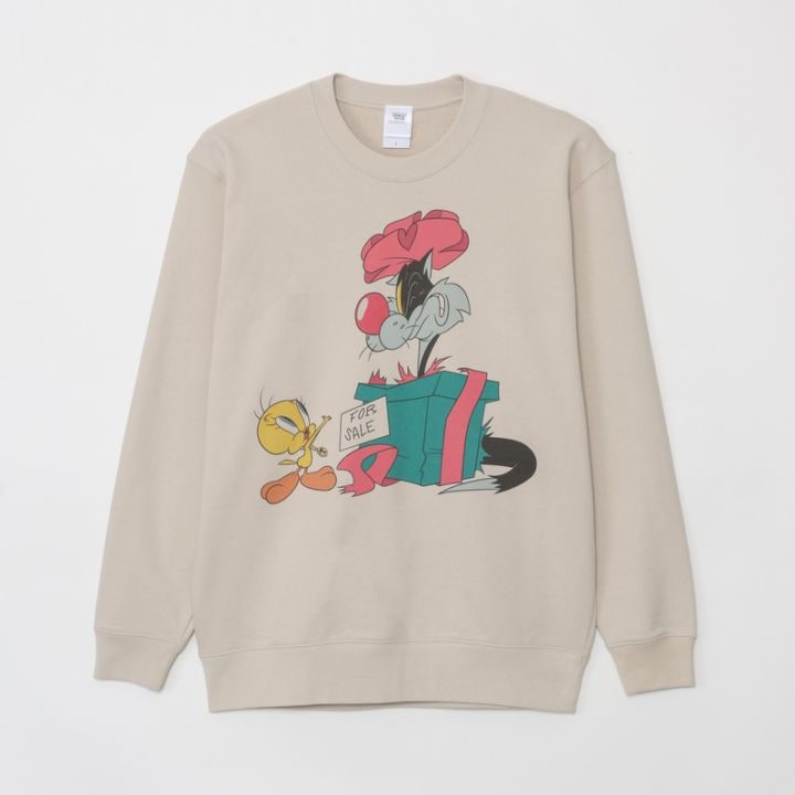 [公式] メーカー直営 ルーニー・テューンズ クルーネックスウェット シルベスター・キャット＆トゥイーティー ナチュラル Ｌ
