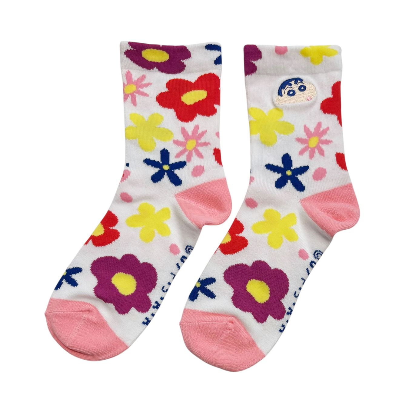 [公式] メーカー直営 クレヨンしんちゃん 刺繍ソックス フラワー しんちゃん