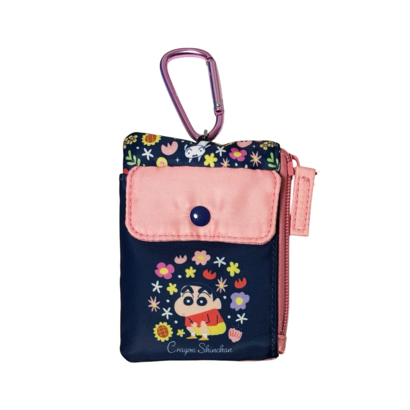 [公式] メーカー直営 クレヨンしんちゃん リール付パスケース フラワー ネイビー