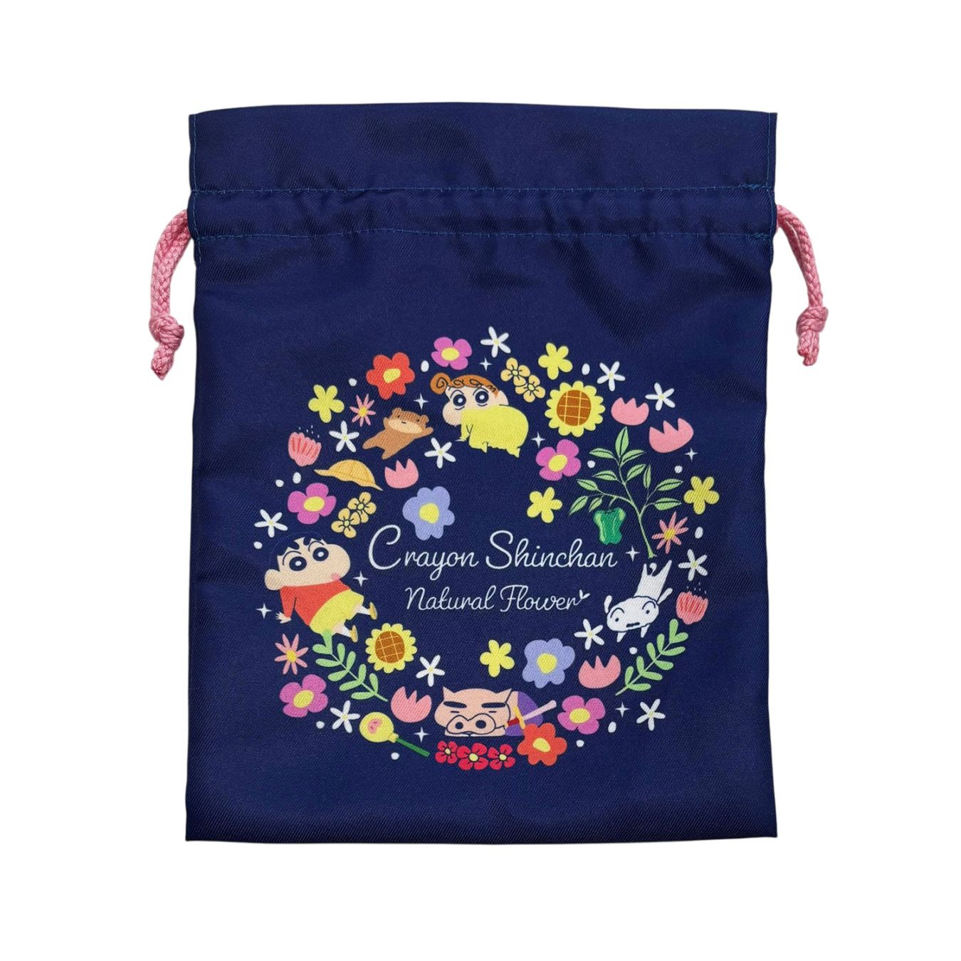 [公式] メーカー直営 クレヨンしんちゃん トラベル巾着 フラワー ネイビー