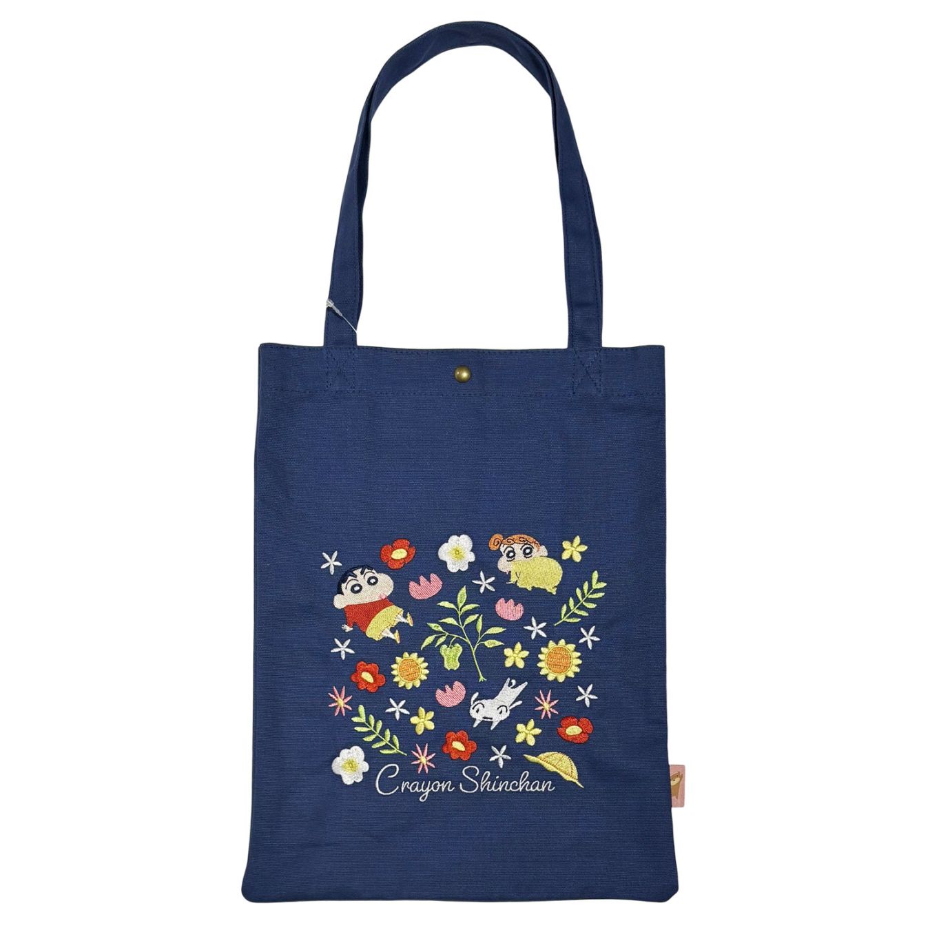 [公式] メーカー直営 クレヨンしんちゃん 刺繍カラートートバッグ フラワー ネイビー