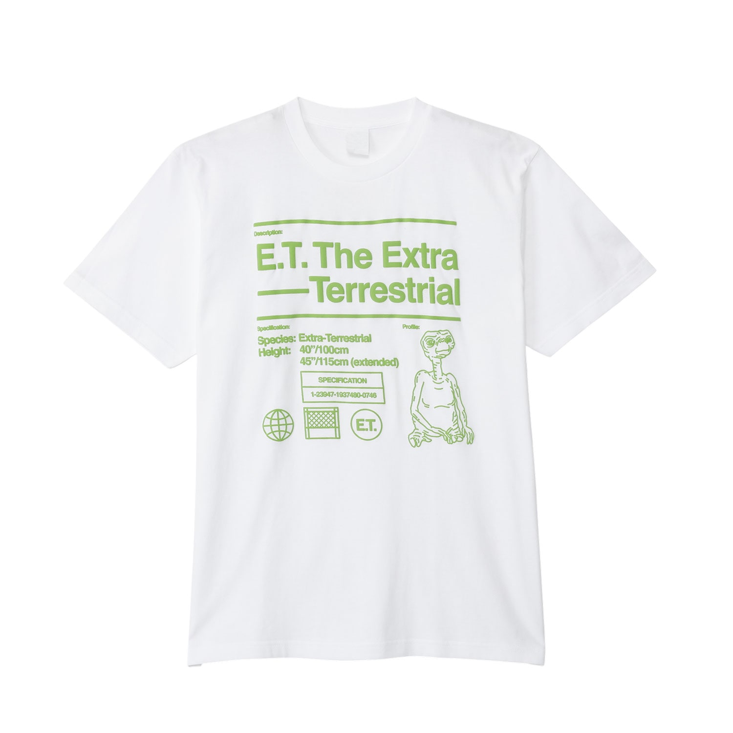 公式] メーカー直営 E.T. 発泡プリント Tシャツ グリーン