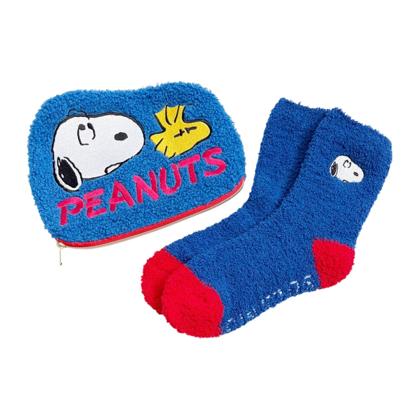 [公式] メーカー直営 PEANUTS スヌーピー もこもこ靴下 in ポーチ フェイス