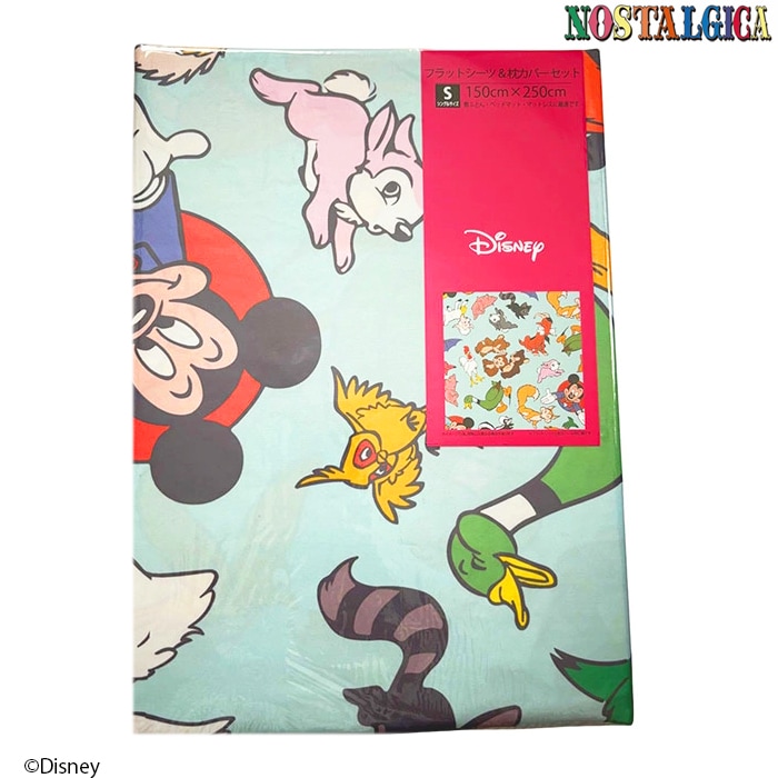 [公式] ノスタルジカ ディズニー　フラットシーツ＆枕カバーセット　 シングルサイズ　ミッキーマウス／アニマル