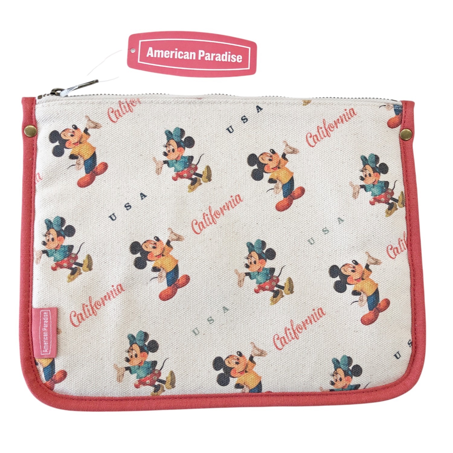 [公式] Disney American Paradise フラットポーチ ミッキー＆ミニー ポーズ パターン