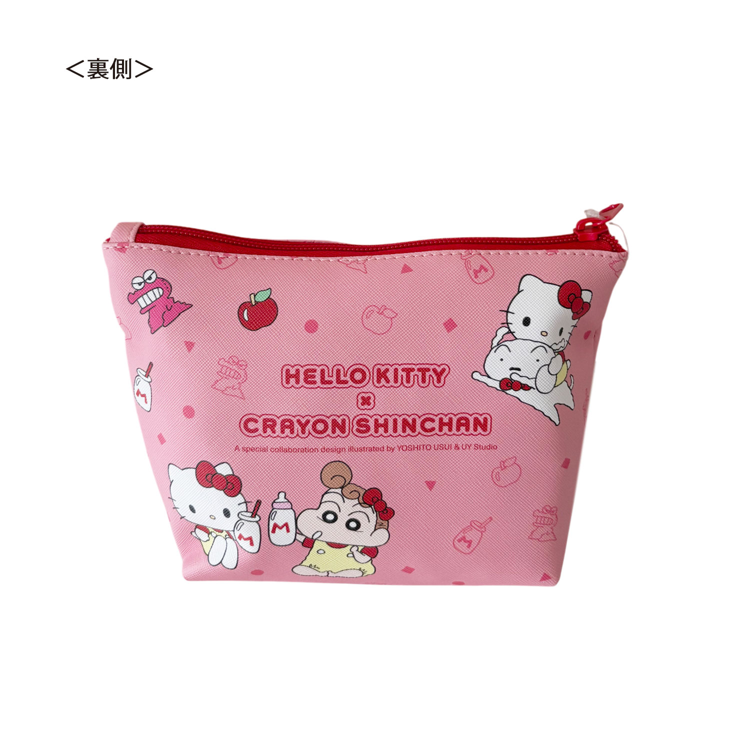 [公式] メーカー直営 CRAYON SHINCHAN × HELLO KITTY 舟形ポーチ クレヨンしんちゃん×ハローキティ りんご