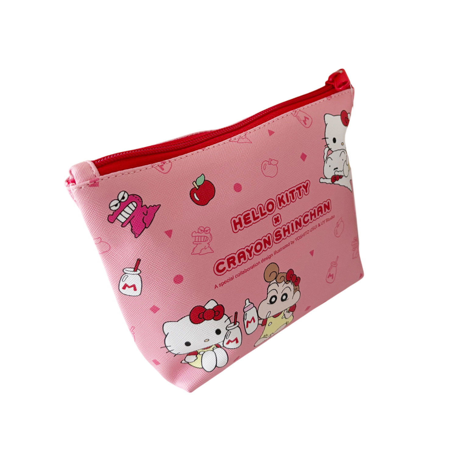 [公式] メーカー直営 CRAYON SHINCHAN × HELLO KITTY 舟形ポーチ クレヨンしんちゃん×ハローキティ りんご
