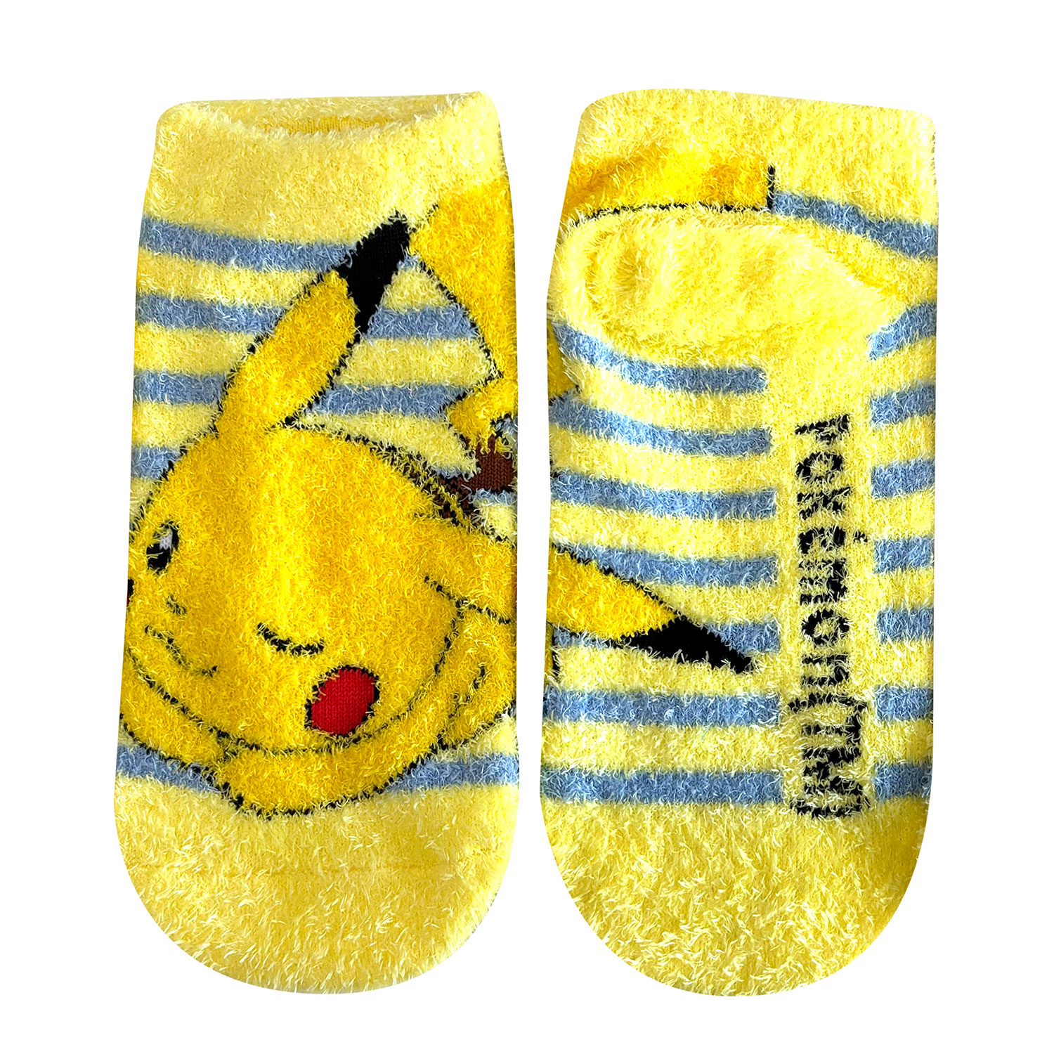 [公式] メーカー直営 ポケットモンスター もっこもこ靴下  (ジュニアサイズ) ピカチュウ ボーダー