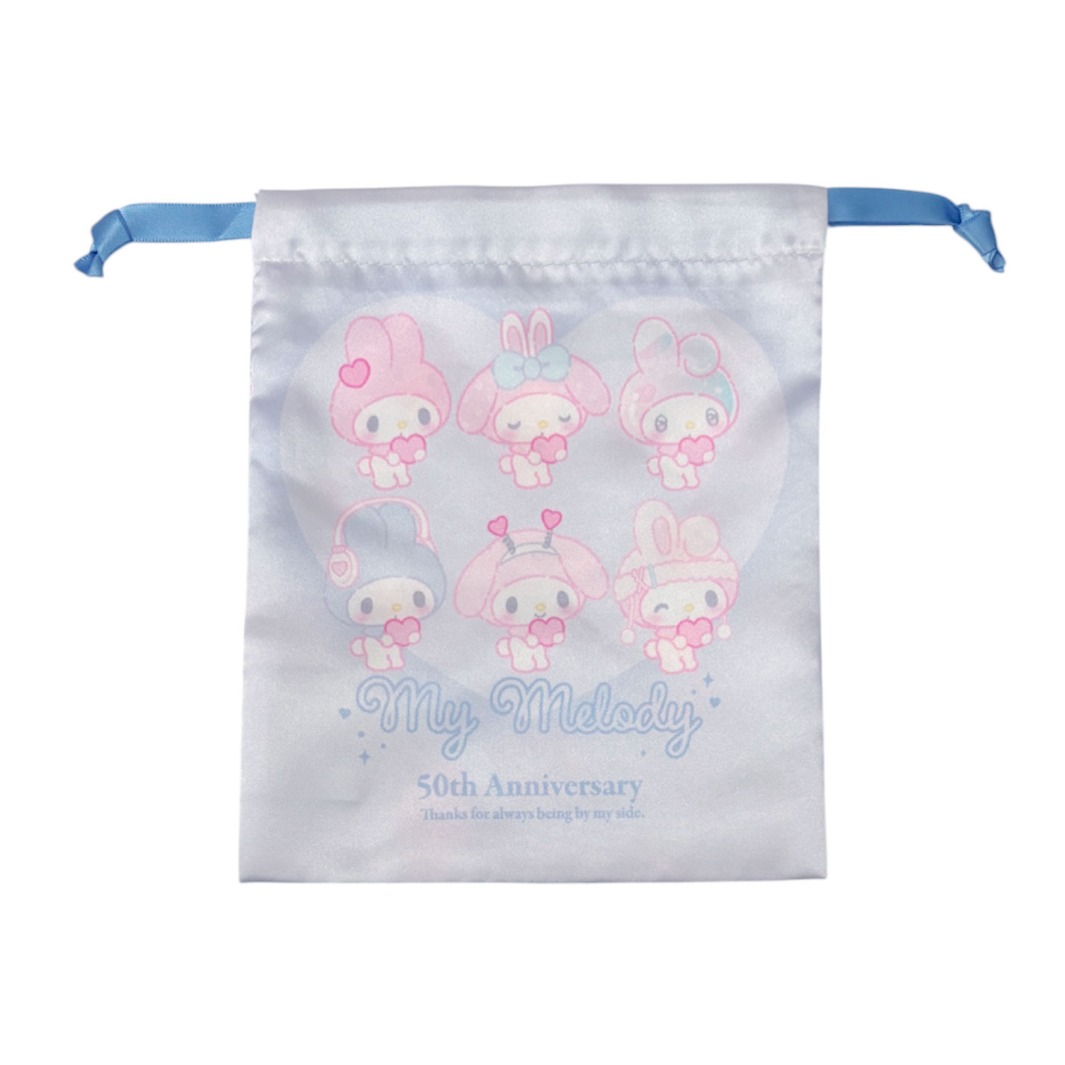 [公式] サンリオ マイメロディ50周年記念 リボン巾着 ガーリーポップハート ブルー