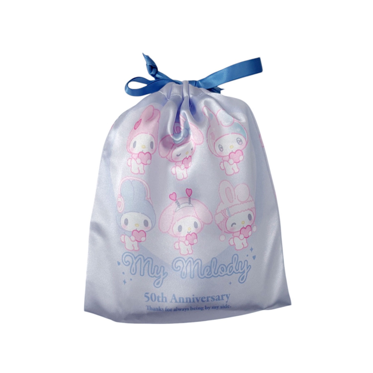 [公式] サンリオ マイメロディ50周年記念 リボン巾着 ガーリーポップハート ブルー