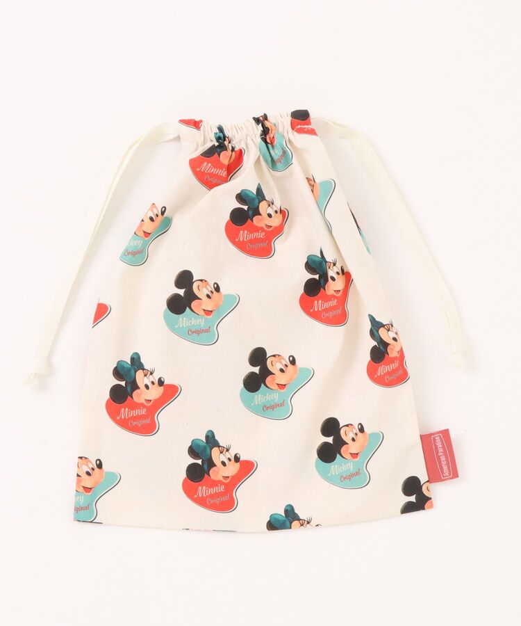[公式] Disney American Paradise 巾着Lサイズ ミッキー＆ミニー バッジ パターン