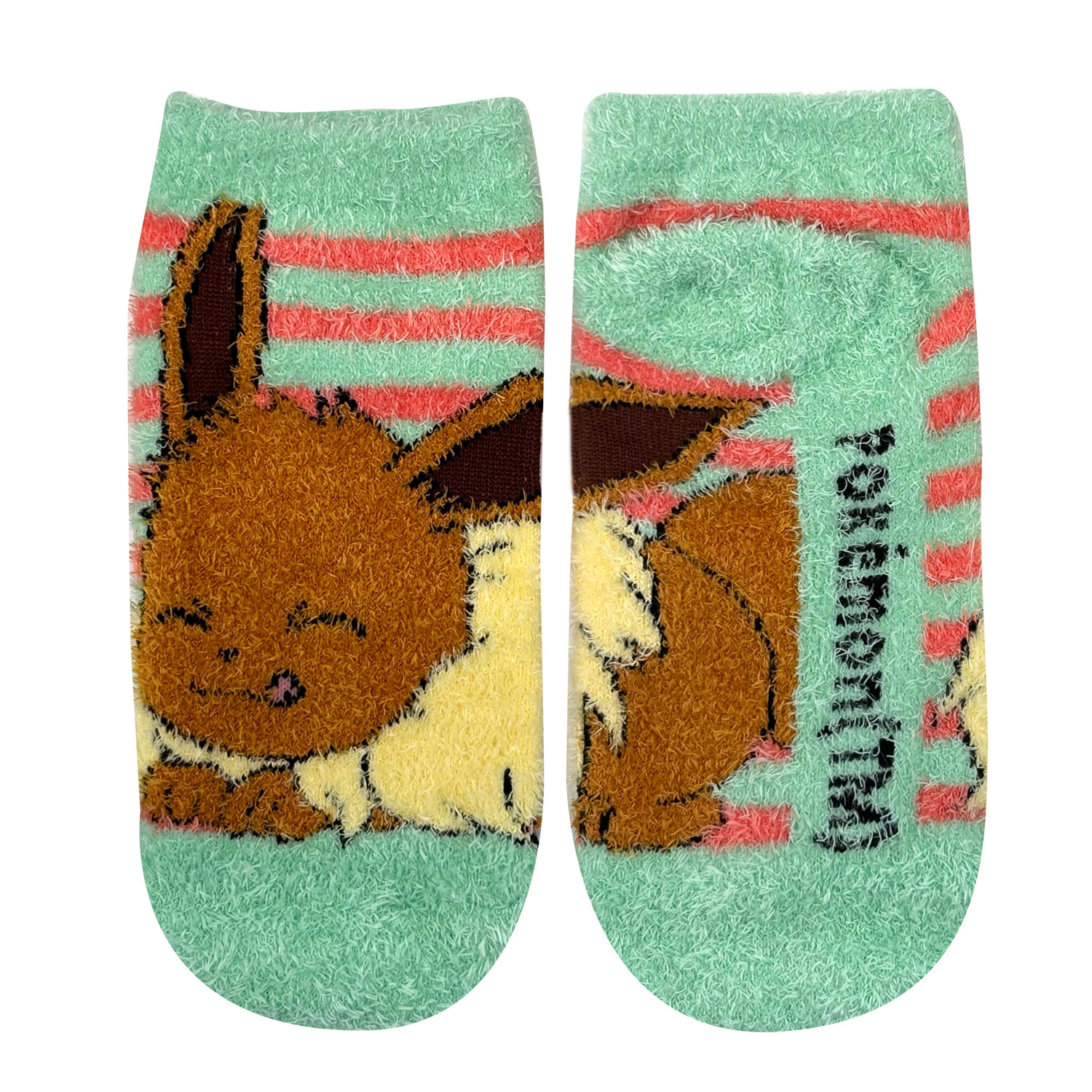 [公式] メーカー直営 ポケットモンスター もっこもこ靴下  (ジュニアサイズ) イーブイ ボーダー