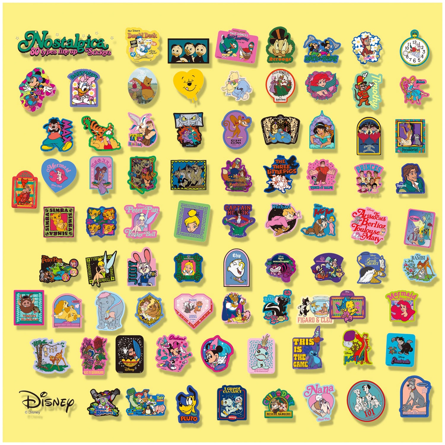 [公式] Disney NOSTALGICA 80Type Line Up Stickers ドナルドダック Yellow