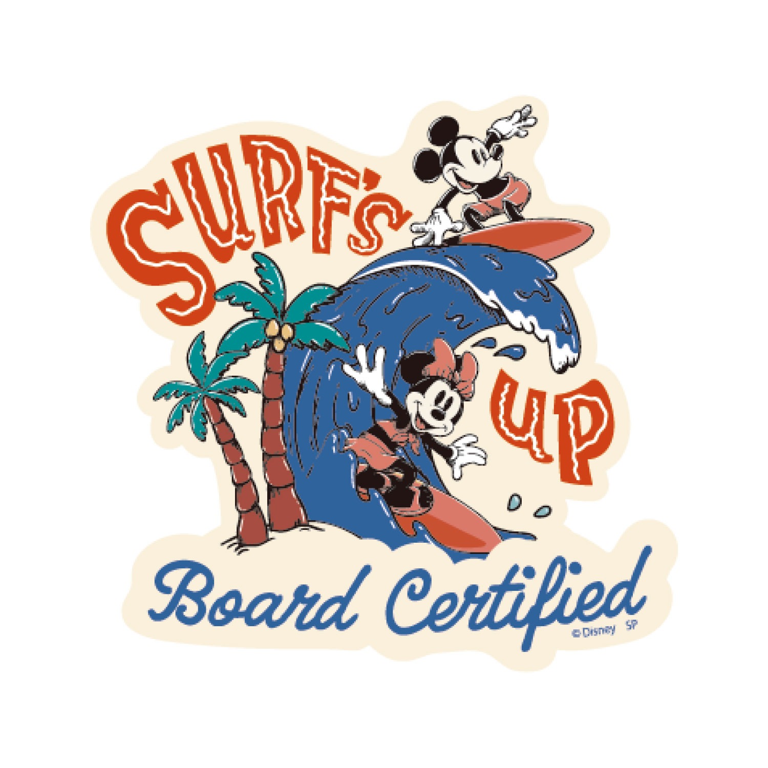 ディズニー キャラクターステッカー ミッキー&ミニー サーフィン