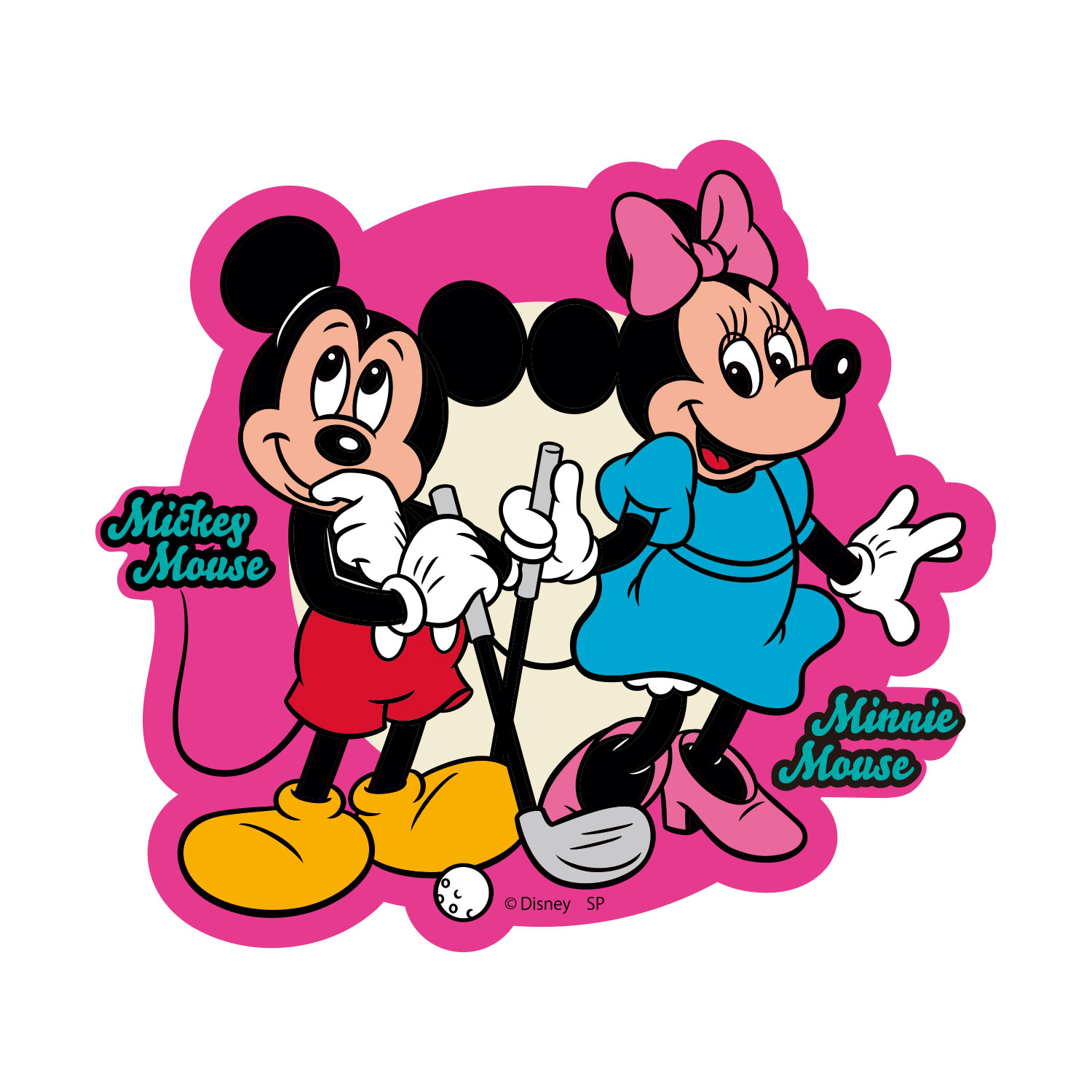 ディズニー キャラクターステッカー ミッキー&ミニー ゴルフ