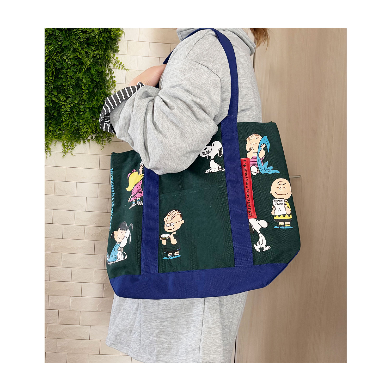 [公式] 【 PEANUTS NOSTALGICA 】 ノスタルジカ ヴィンテージ ピーナッツ トートバッグ サイズ-Ｌ グリーン