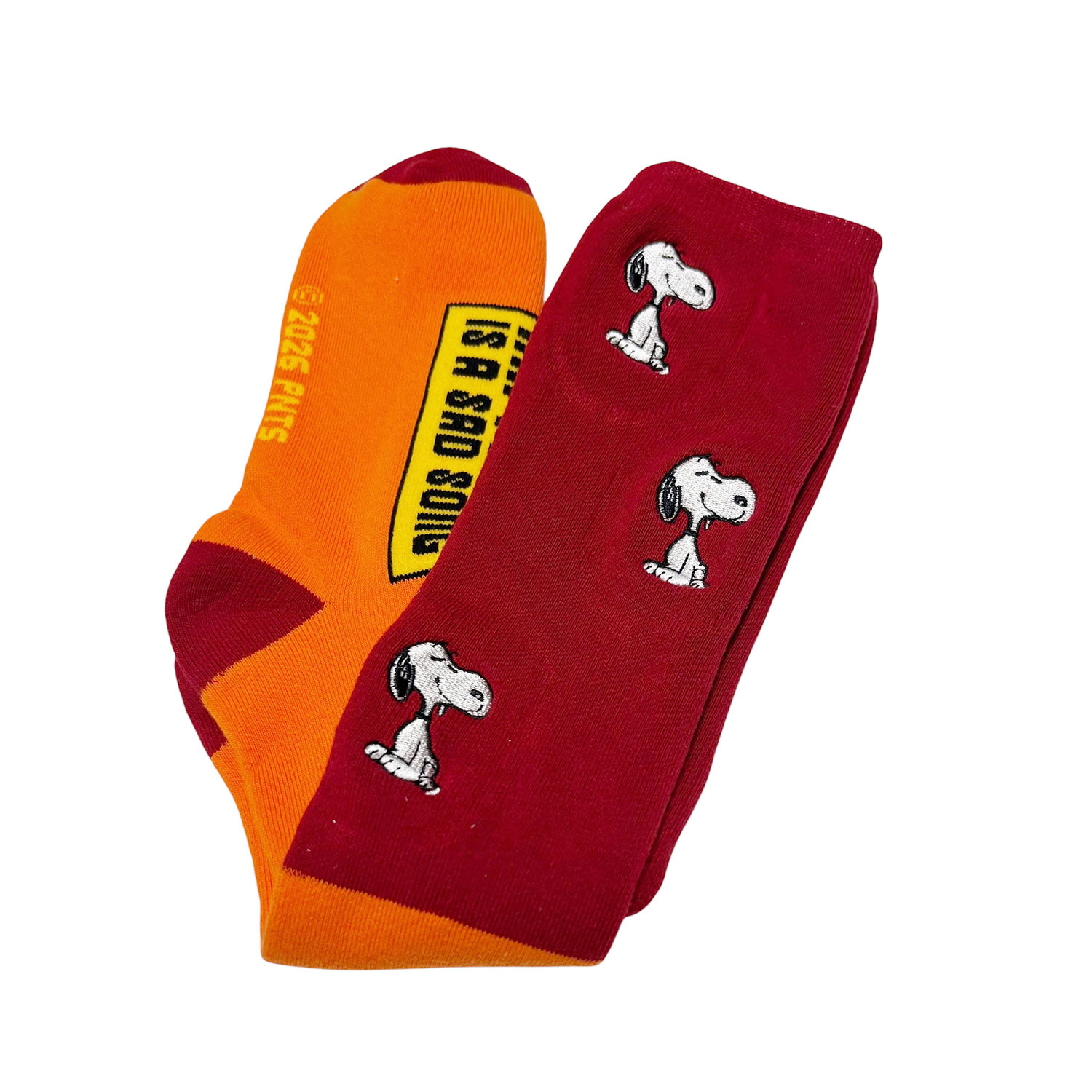 [公式] 【 PEANUTS NOSTALGICA 】 ノスタルジカ ヴィンテージ ピーナッツ クルーレングス パイル刺繍ソックス レッド/オレンジ