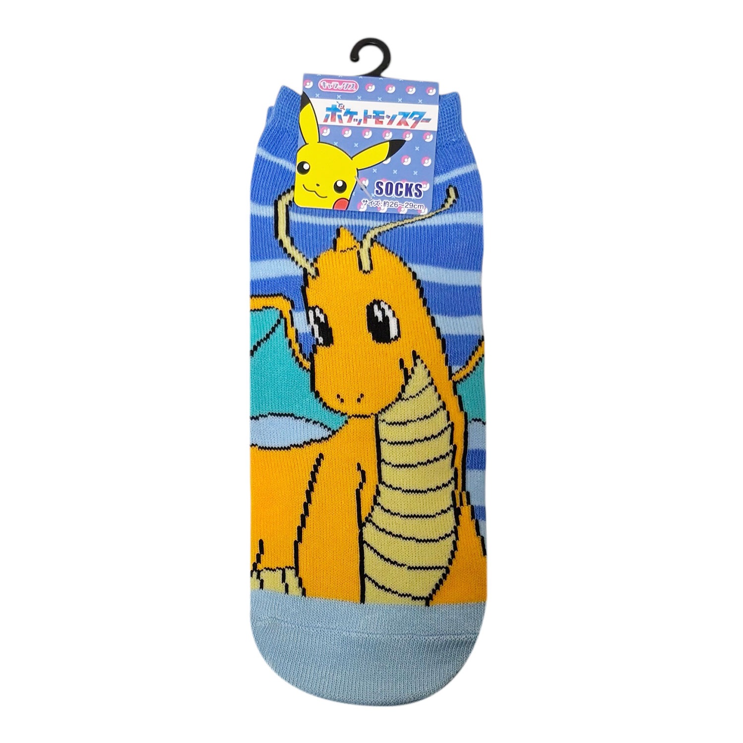 [公式] メーカー直営 ポケットモンスター キャラックス（メンズ靴下）カイリュー ボーダー