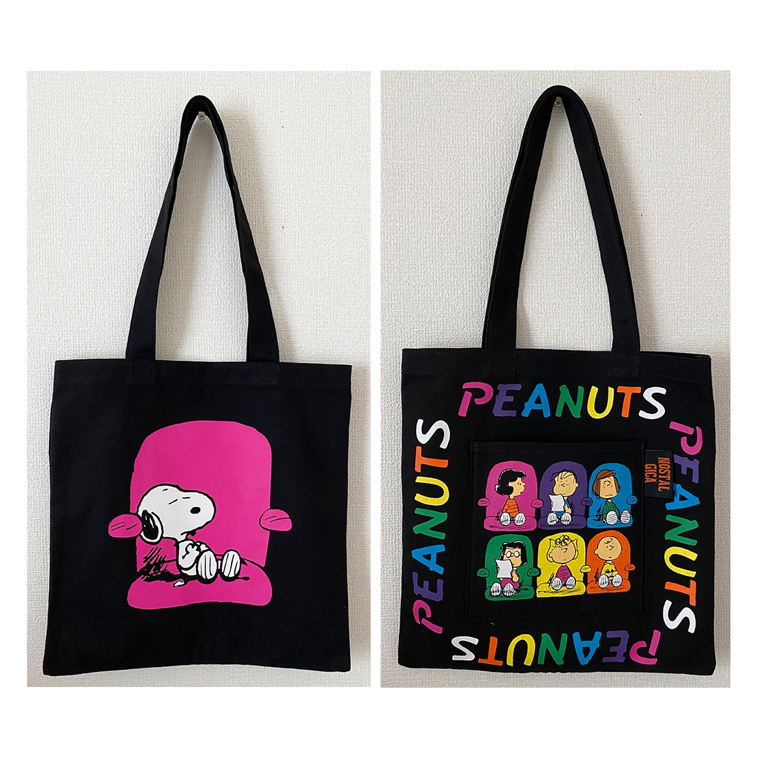 NOSTALGICA/PEANUTS  スヌーピー ポケット付きカラートート シート