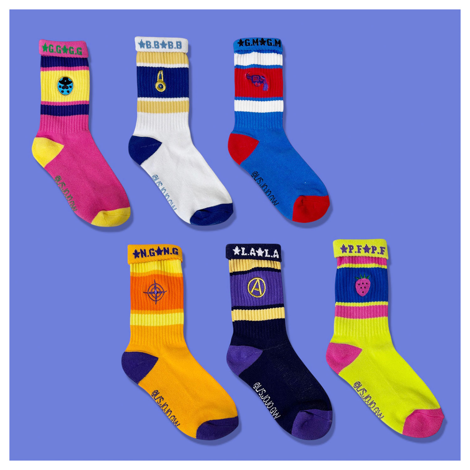 [公式] メーカー直営 ジョジョの奇妙な冒険 黄金の風 刺繍ラインソックス グイード・ミスタ