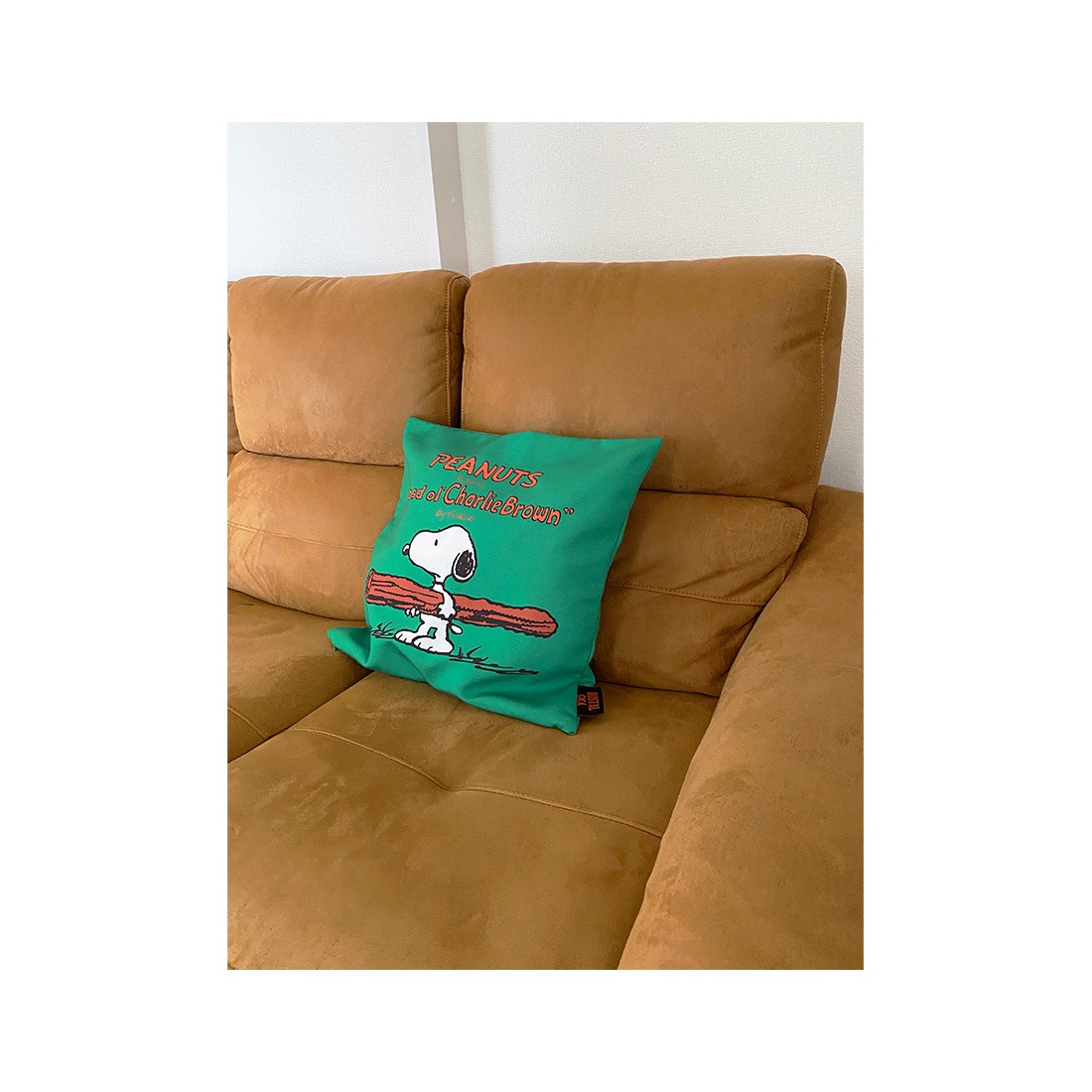 NOSTALGICA/PEANUTS  スヌーピー クッションカバー コミックグリーン