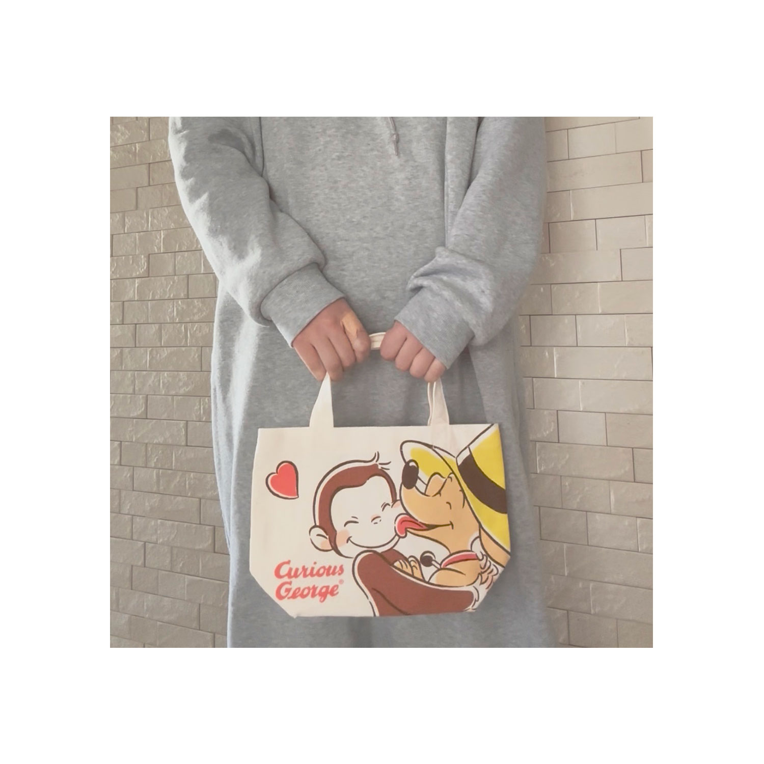 [公式] メーカー直営 おさるのジョージ85周年 マチ付バッグ フレンズ ハート