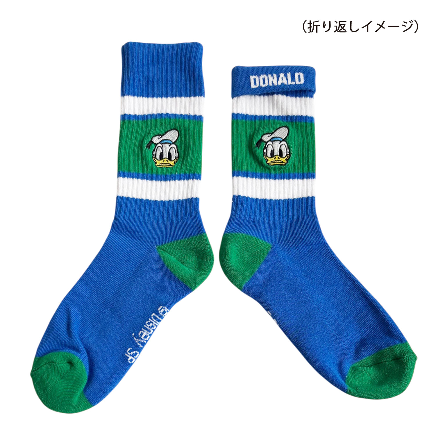 [公式] メーカー直営 Disney ディズニー カラフルラインソックス ドナルド 顔
