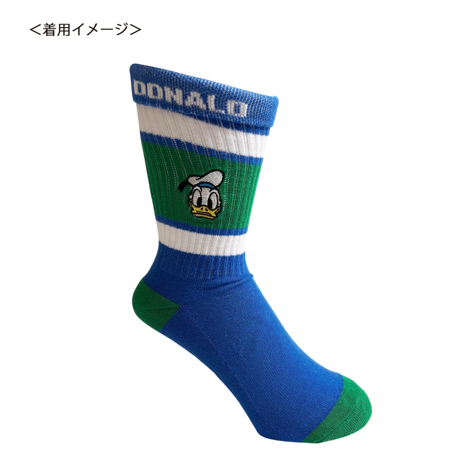 [公式] メーカー直営 Disney ディズニー カラフルラインソックス ドナルド 顔