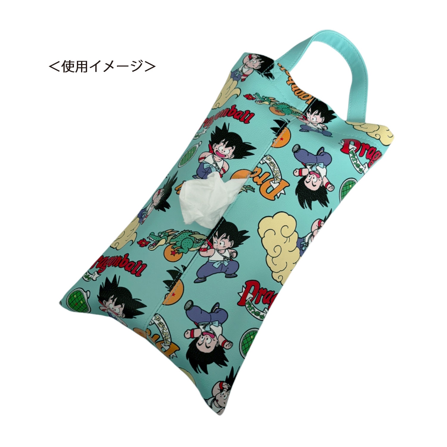 [公式]ドラゴンボール ティッシュケース ちらし柄　悟空とロゴ
