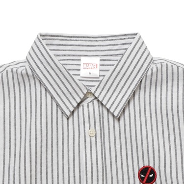 [公式] メーカー直営 MARVEL ストライプオックスフォード レギュラーシャツ デップー Ｌ