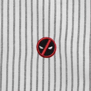 [公式] メーカー直営 MARVEL ストライプオックスフォード レギュラーシャツ デップー Ｌ