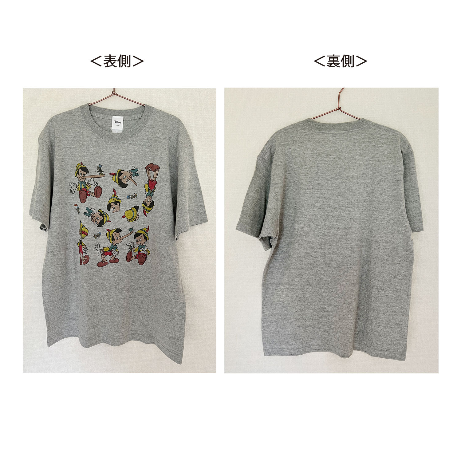 [公式]ディズニーNOSTALGICA　ノスタルジカ ピノキオ Ｔシャツ グレー/L