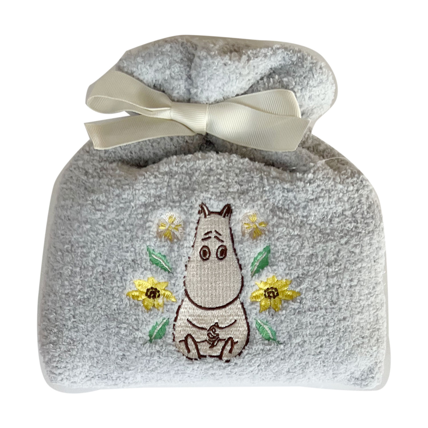 [公式]MOOMIN ムーミン もこもこ靴下 in 巾着／ムーミン　ライトグレー