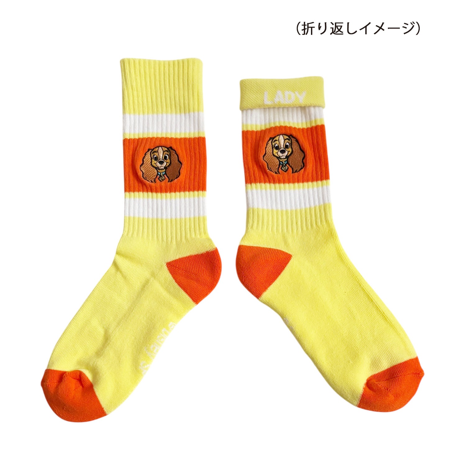 [公式] メーカー直営 Disney ディズニー カラフルラインソックス レディ 顔