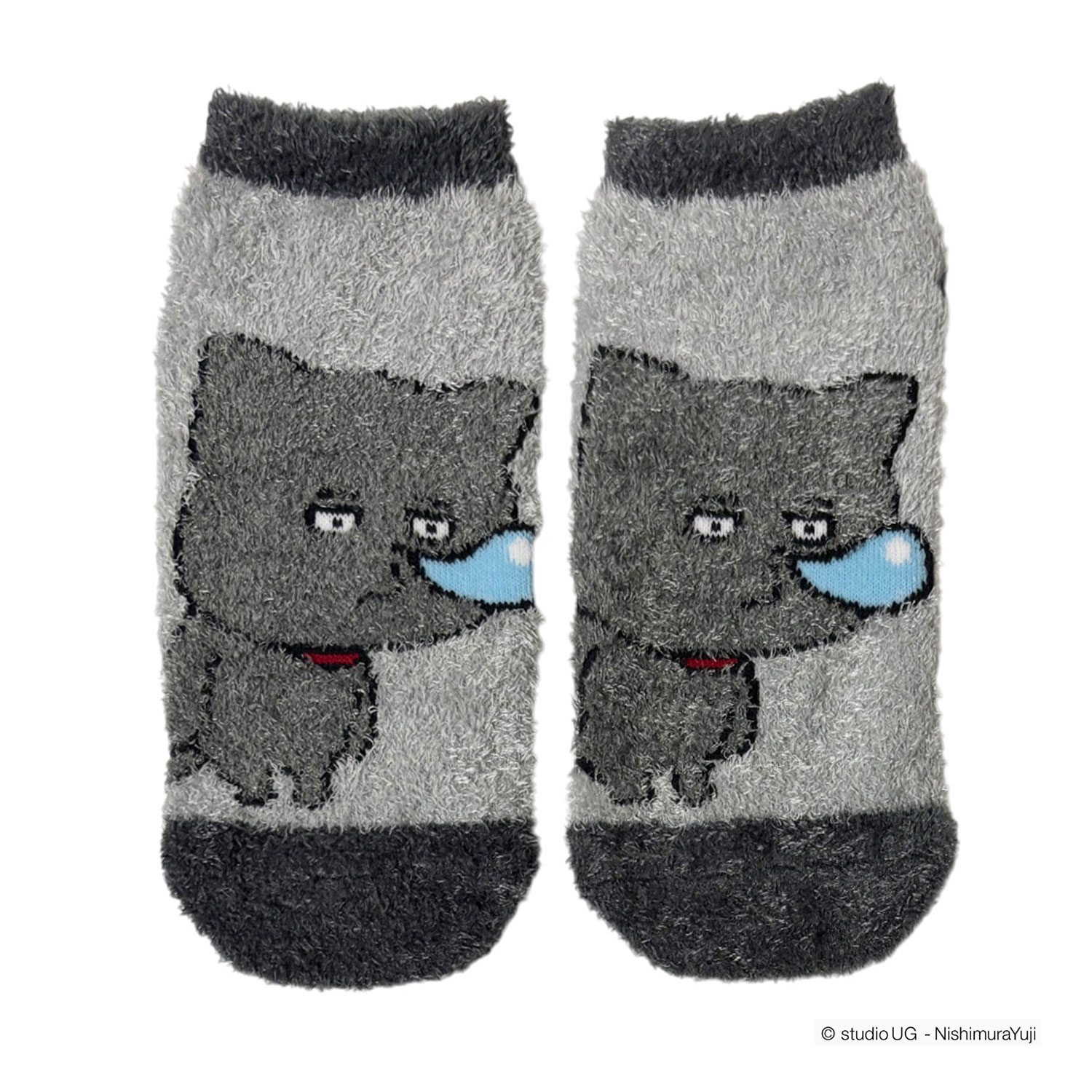 [公式] スタジオUG（にしむらゆうじ）もっこもこ靴下 わるめのねこ おやすみ GY