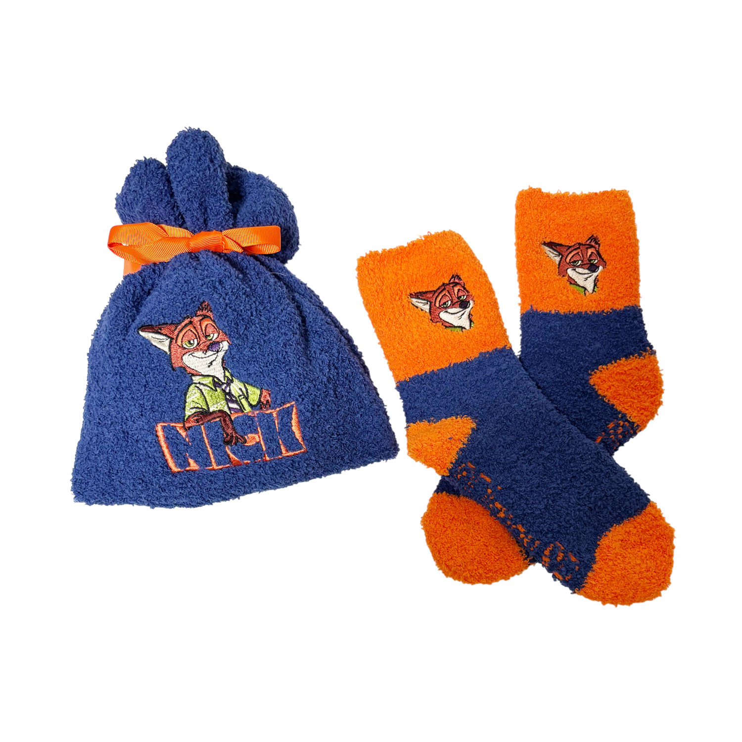 [公式] メーカー直営 ディズニー もこもこ靴下 in 巾着 ズートピア ／ニック ロゴ